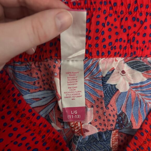 NO BOUNDARIES Floral Polka Dot Fringe Shorts Red and Blue Hawaiian Print - Picture 5 of 6